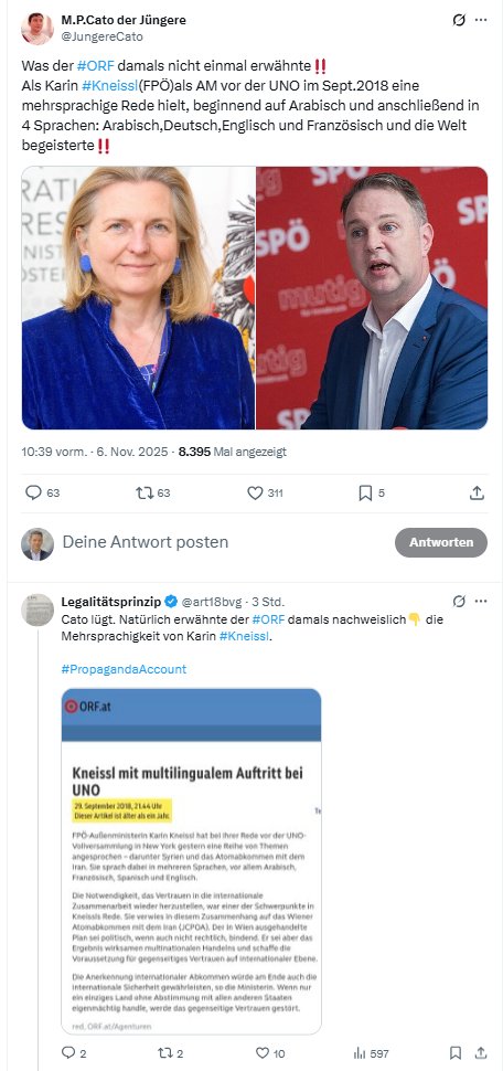 Unwahrheit: 63 Retweets
Wahrheit: 2