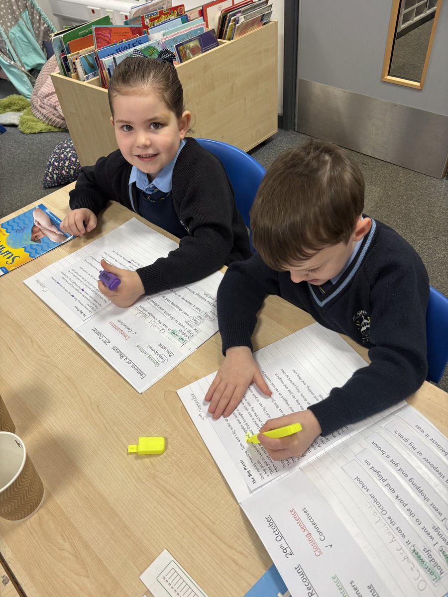 MrsPierce1604's tweet image. 🖍️ Spotting connectives in! We used highlighters to find the word “and” in sentences — helping us join our ideas together for our fantastic recount writing! ✍️💡 #CfE #P2Literacy #GrammarFun #RecountWriting