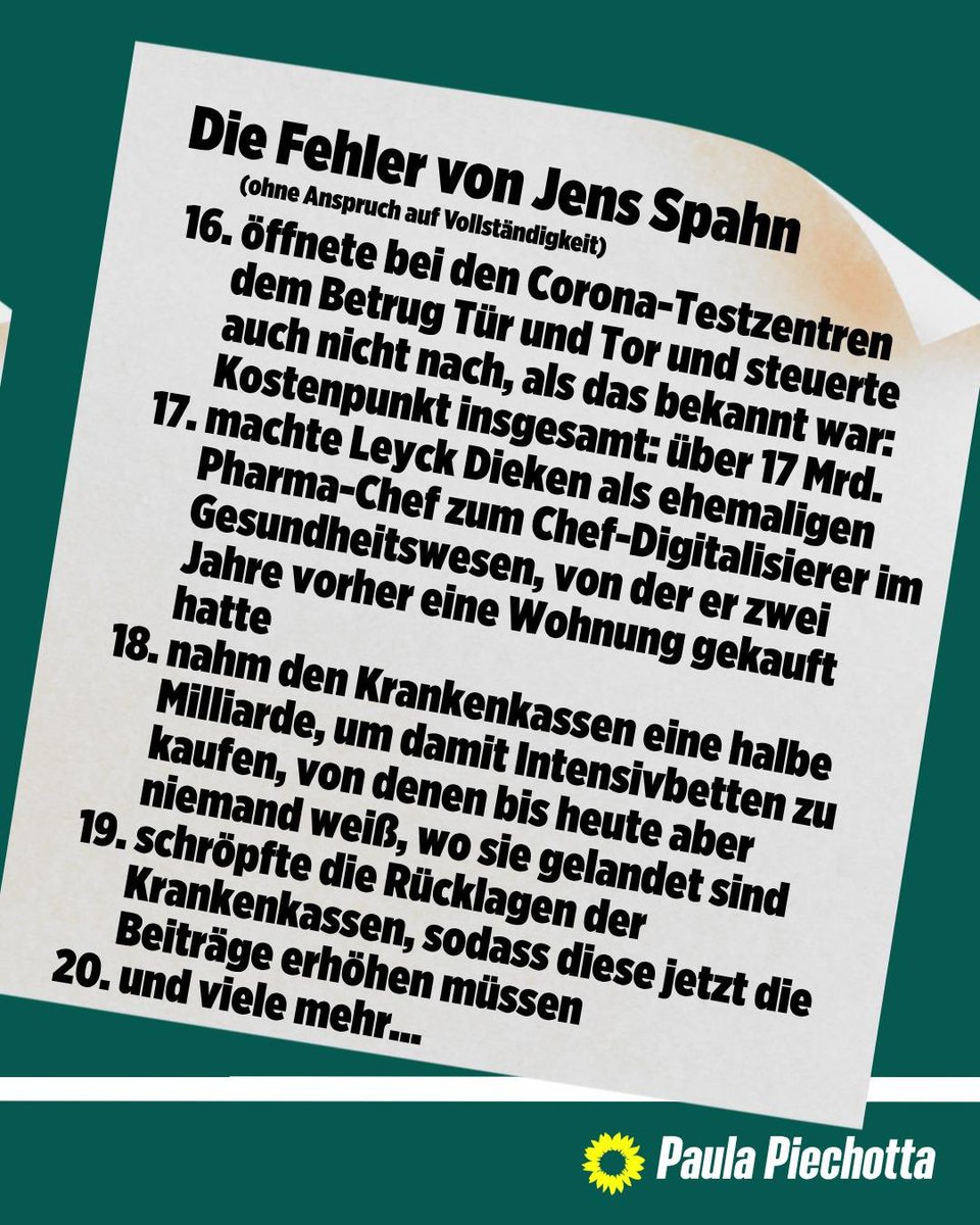 Es gibt viele, sehr viele Gründe für einen #SpahnRücktritt #SpahnUntersuchungsausschuss #SpahnImmunitätsaufhebung. Und täglich werden es mehr. <a href="/spdbt/">SPD-Fraktion im Bundestag</a> <a href="/dielinkebt/">Die Linke im Bundestag</a> <a href="/GrueneBundestag/">Grüne im Bundestag 🇪🇺🏳️‍🌈</a> <a href="/PaulaPiechotta/">Dr. Paula Piechotta MdB - auch auf Bluesky</a> <a href="/spdde/">SPD Parteivorstand 🇪🇺</a> <a href="/cducsubt/">CDU·CSU</a> 9 echte Demokraten reichen. 🤷‍♂️🤷‍♂️‼️