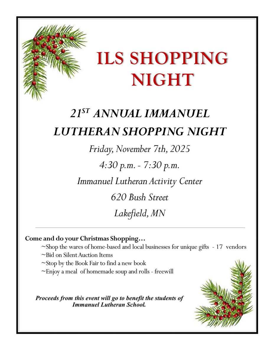 PTO President Jessica Mulder shared with us about the Immanuel Lutheran School Shopping Night in Lakefield.

Full episode of the Morning Juice here: kkoj.com/news/podcasts/…