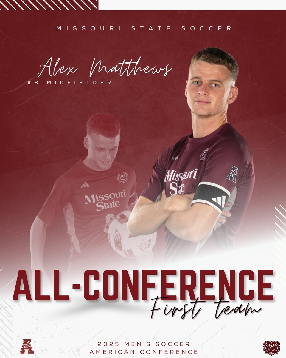 MoStateMSOC's tweet image. Matthews makes the All-Conference First Team in American Conference Postseason honors! 🐻

🔗 tinyurl.com/4h75fjrr

#GoBears | #4Outs | #WeAreMoState