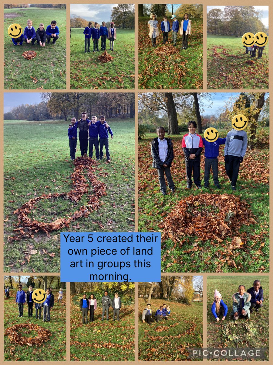 Year 5 created their own piece of land art this morning. 🍁🍂