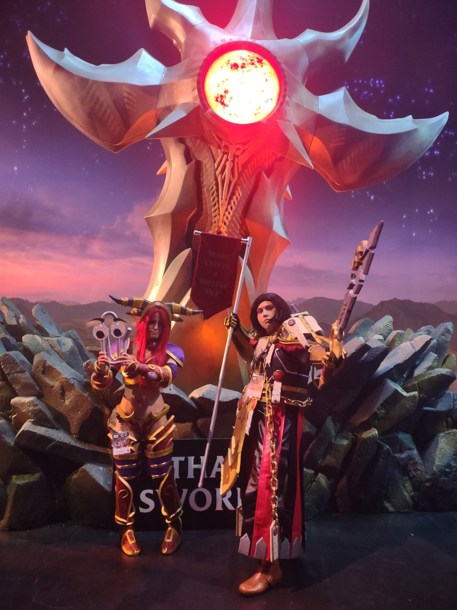 With Blizzcon coming back I honestly can't wait to go again with <a href="/RGBfoxie/">RGBfoxie</a>  and see what shenanigans we get into.

I'm thinking of bringing Brann Bronzebeard or Rafaam for next year.

Yeah we were the ones with the "Make Clippy a battle pet" banner.