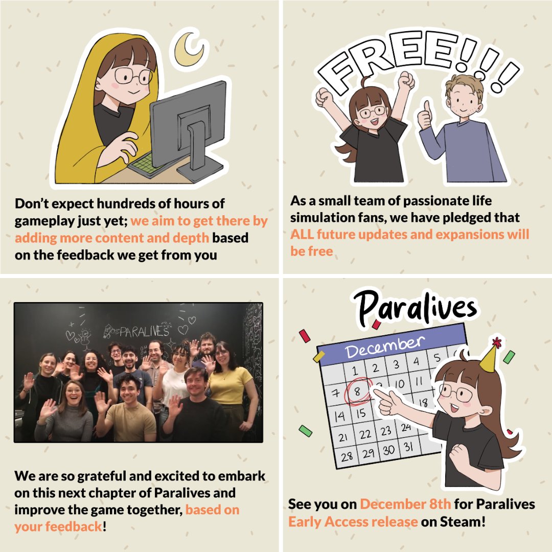 Here's what to expect from the Paralives roadmap for the next 2 years! ✨

What can you expect from Paralives over the next years? Leave your comments to wish your Para. 👀

Wishlist now on Steam: store.steampowered.com/app/1118520/Pa…

#Paralives