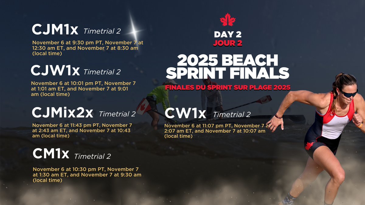 Day 2 Schedule! #Timetrials #BeachSprintFinals2025 ☀️ / Programme du deuxième jour ! ☀️