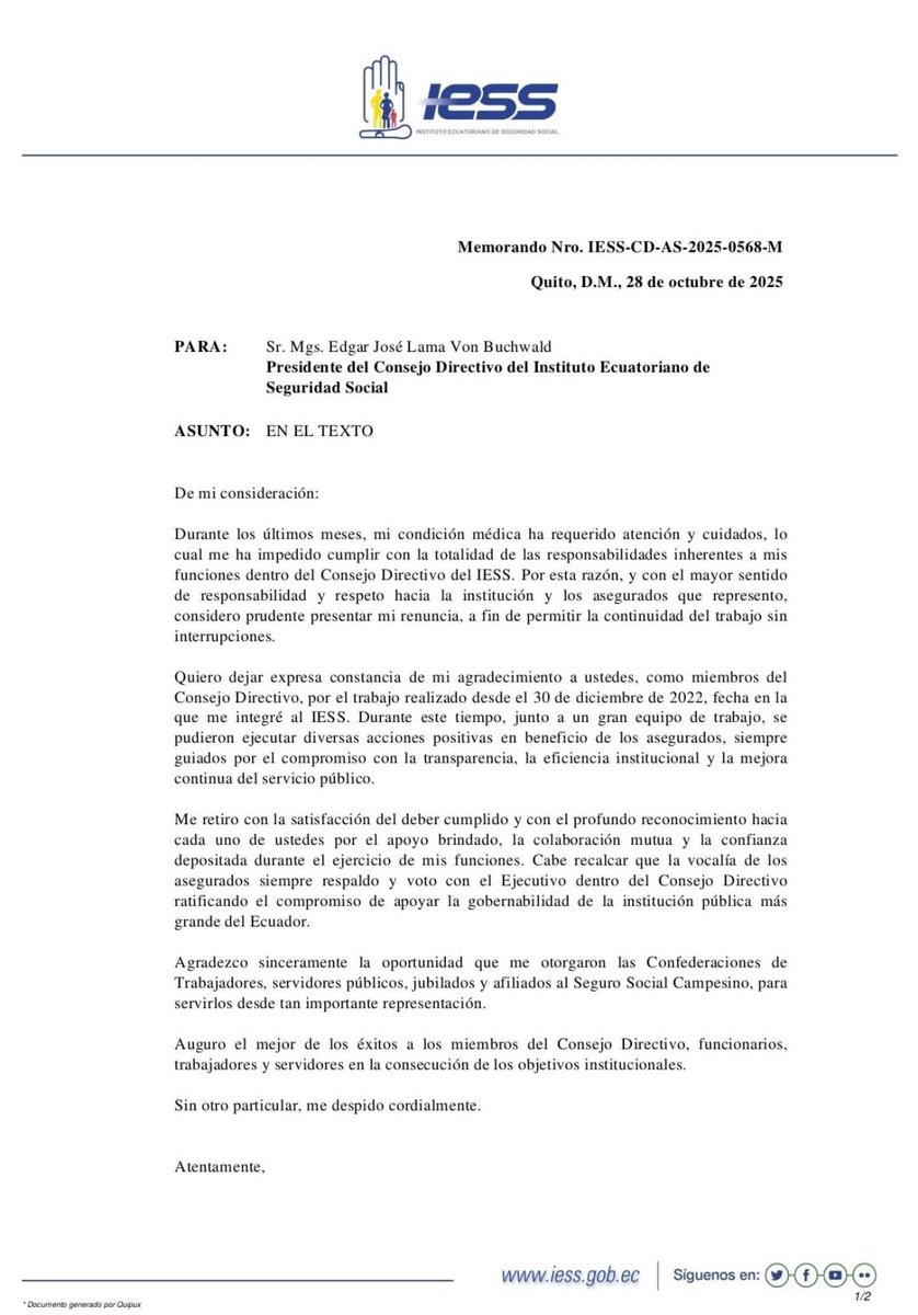 Ignacio43468415's tweet image. Para los que siguen defendiendo al #PILLO @GomezlRichard .

A través de este memorándum, el pillo #RichardGómez presento su renuncia, aduciendo &quot;problemas&quot; de salud.
👀👇👀👇👀👇👀👇👀👇👀SE LLEVÓ MILLONES ESTE CORREISTA Y HUYÓ AL IMPERIO 🇺🇸 👇👀👇👀👇👀
RT
👇👇👇👇