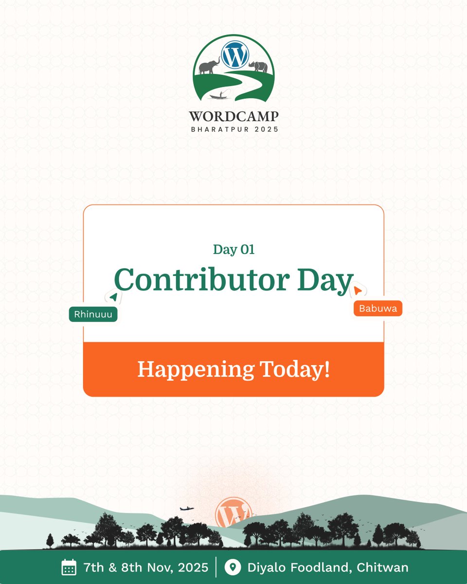wpbharatpur's tweet photo. Contributor Day is Here! 😍
The wait is over — it’s time to roll up those sleeves and give back to the WordPress community!❤️ Bharatpur is buzzing with the spirit of collaboration, learning, and contribution. Let’s make today count!
 #WCBHR #WPBharatpur https://t.co/G7pzbN03kg