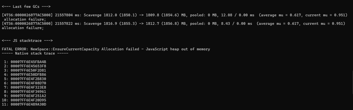 prasadevx's tweet image. JavaScript heap out of memory 🙂
I hate this codebase so much previous devs really messed up
