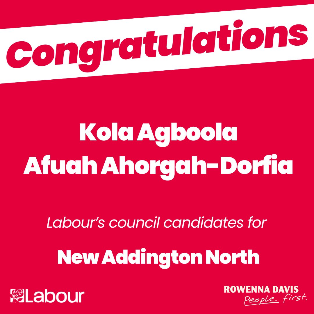 🎉 Congratulations to our newly selected and reselected Labour candidates for New Addington North. 

They will continue to work hard for our community and put the people of New Addington first. 🌹