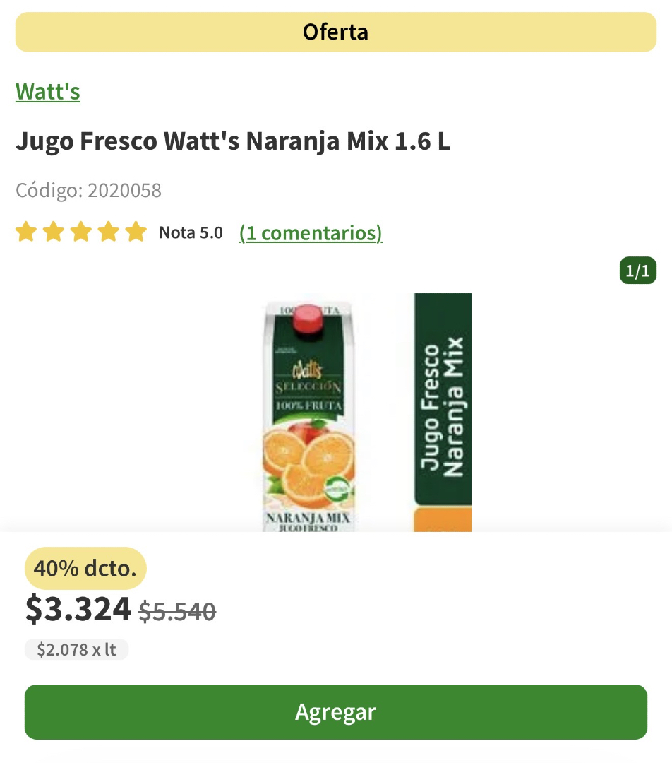 🍊 Hay unos juguitos Watt's en oferta en la web del Jumbo, para que entren a mirar. 

🔗 descuentosrata.com/oferta/28423/j…