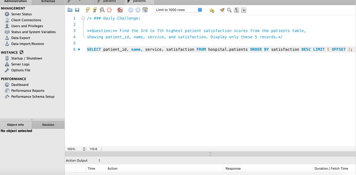 ForamAdeshara's tweet image. Day 4 - #SQLWithIDC
Today&apos;s Focus: LIMIT &amp;amp; OFFSET 
🔍 Learned how to fetch top results, skip rows, and paginate large datasets efficiently. Always pair with ORDER BY for predictable results!

@indiandataclub
@dpdzero
