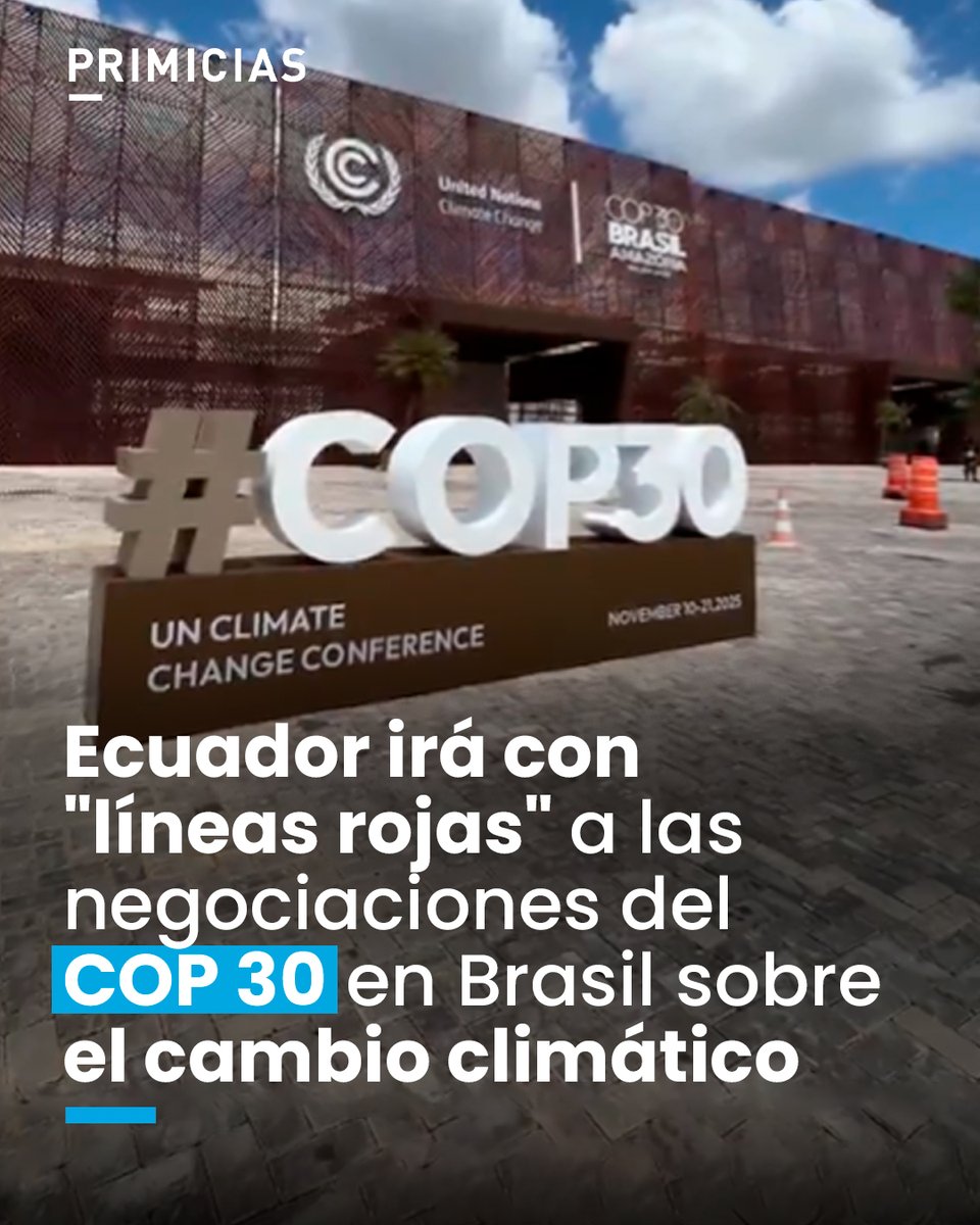 Primicias's tweet photo. Como parte de estas líneas rojas, el Ministerio de Ambiente de Ecuador adelantó que en la COP30 el país se opondrá a indicadores rígidos de mitigación y a la disminución del número de animales que se destinan a la ganadería. https://t.co/V2LuVBGo3l https://t.co/GuZvas5C15