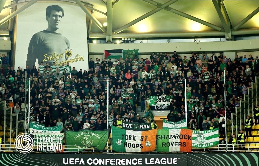 Shamrock Rovers away to AEK Athens (Greece) tonight.