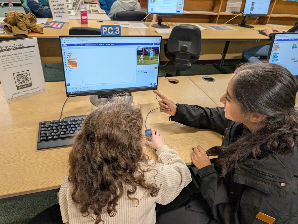WirralCode's tweet image. Lots of @Scratch, @Python and @Microbit_Edu fun at Wirral @CodeClub at @WirralLibraries Wallasey Central today.