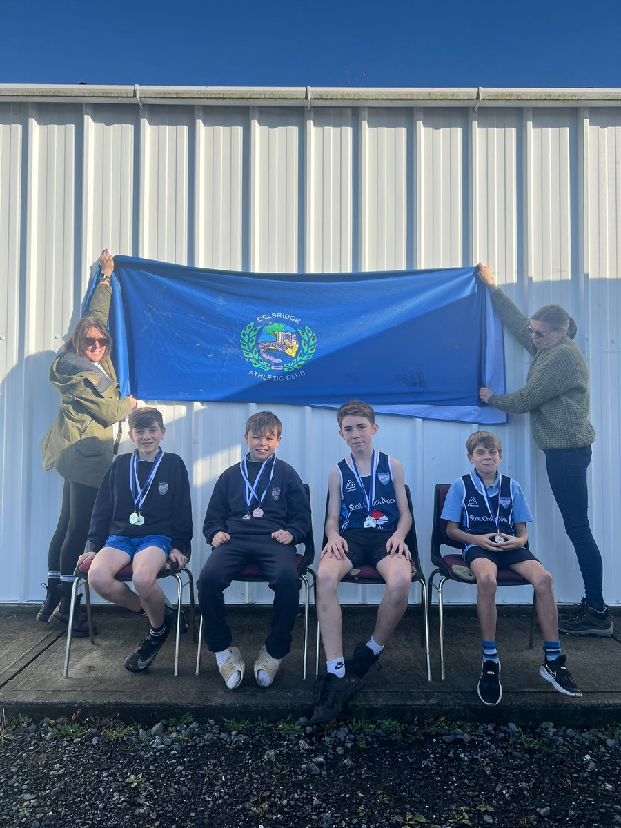 Well done to our girls team with Anna, Ella, Aoibhinn and Ella who secured a silver team medal at cross country today in Celbridge. Our boys team with Liam, James, Braeden and Aaron made history becoming the first SCN boys team to place first team.