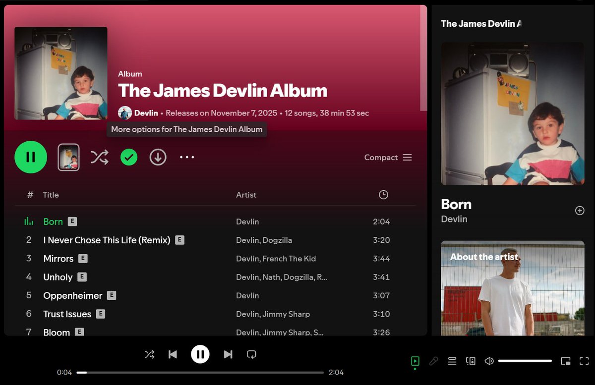 crash_licat's tweet photo. The James Devlin Album has finally dropped, and it's amazing, keep listening. We fans love it @DevlinOfficial 
https://t.co/j2lRHs8VOa https://t.co/tV35szK1SG