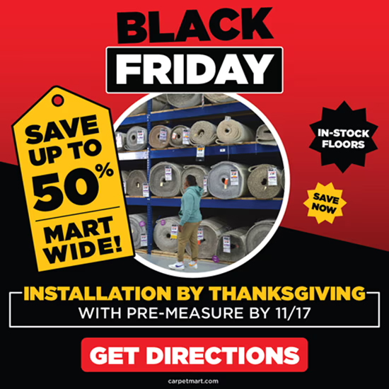 CarpetMart's tweet photo. Black Friday Sale NOW! 🙌

Get Installation* by Thanksgiving when you're pre-measured by 11/17 on Carpet, Hardwood, Laminate &amp; Waterproof Flooring (LVT/LVP).
*Excludes Tile

https://t.co/C6Je14w9A5

#blackfriday #thanksgiving #installation #sale #blackfridaysale #flooring #floors https://t.co/MC7p5bs4QP