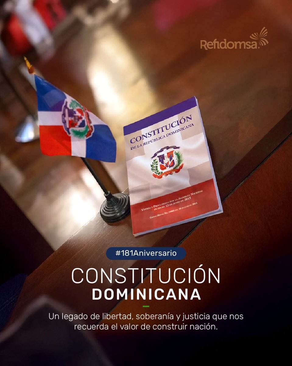 Hoy celebramos el nacimiento de nuestra Constitución, símbolo de soberanía, justicia, libertad, derechos y deberes.  

Desde 1844, esta base fundamental guía nuestro compromiso como nación y fortalece los valores que nos unen.

En Refidomsa trabajamos cada día con ese mismo