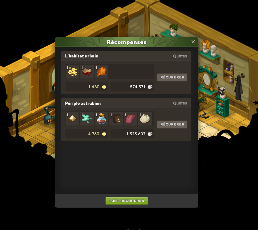 Fin des quêtes Astrub sur les 8 perso !!