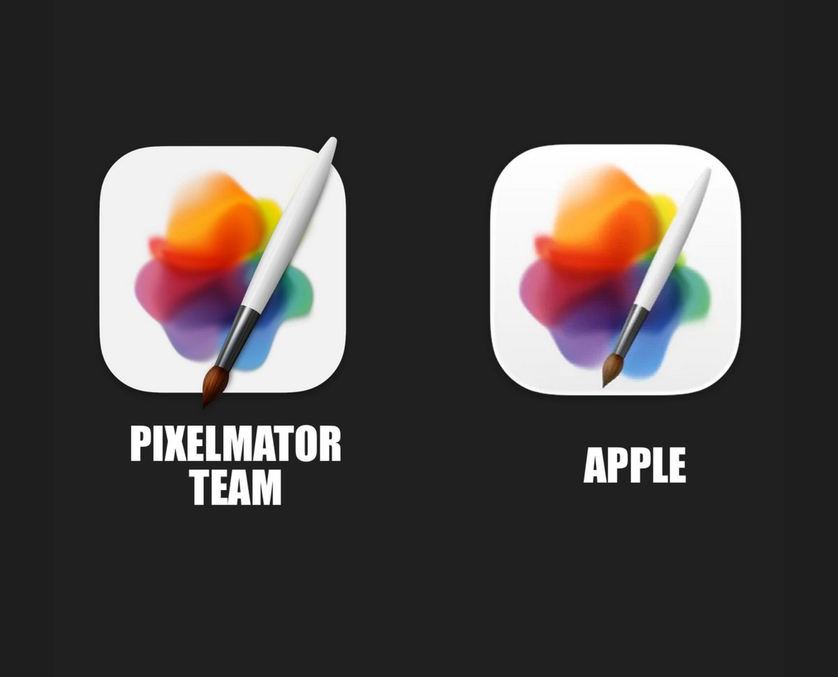 iOSDeveloperGuy's tweet image. The Apple "designed" Pixelmator icon somehow looks fat