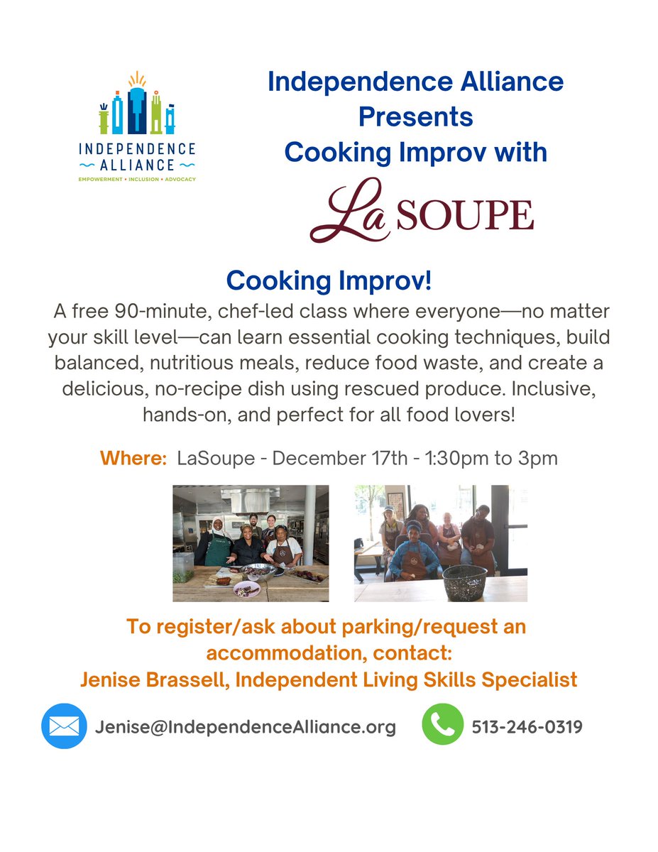 Looking ahead to our December Cooking Improv!  It is not too early to get registered.