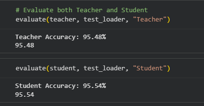 Prathamesh_748's tweet image. LLM’s Grind 🔥
Explored Knowledge Distillation — the art of teaching a small model to think like a big one.
Tried it on a simple CNN, and it worked perfectly!
Now, onto applying it in LLMs 
#AI #LLM #KnowledgeDistillation #DeepLearning #LLMs