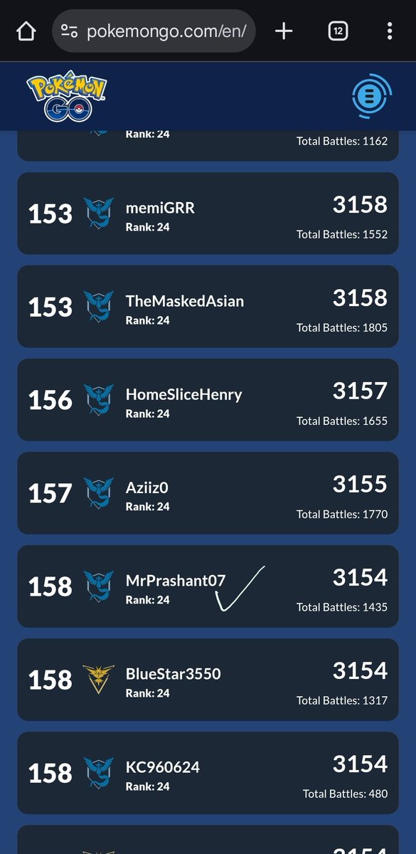 mr_prashant18's tweet photo. Leaderboard appearance season 24 done 
#PokemonGOApp 
#Pokemon #GOBattleLeague https://t.co/yLRqfrADAR