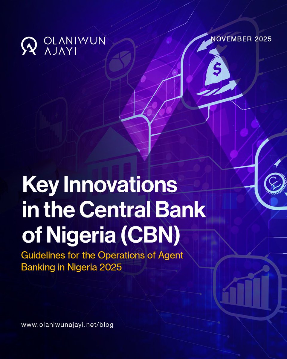 OlaniwunAjayiLP's tweet image. In this newsletter, our Technology, Innovation, and Fintech team examines the Guidelines in detail, outlining the key innovations and their impact on agent operations across the financial ecosystem.

Read now: olaniwunajayi.net/blog/key-innov…

#Fintech #RegulatoryUpdate #OALPInsights