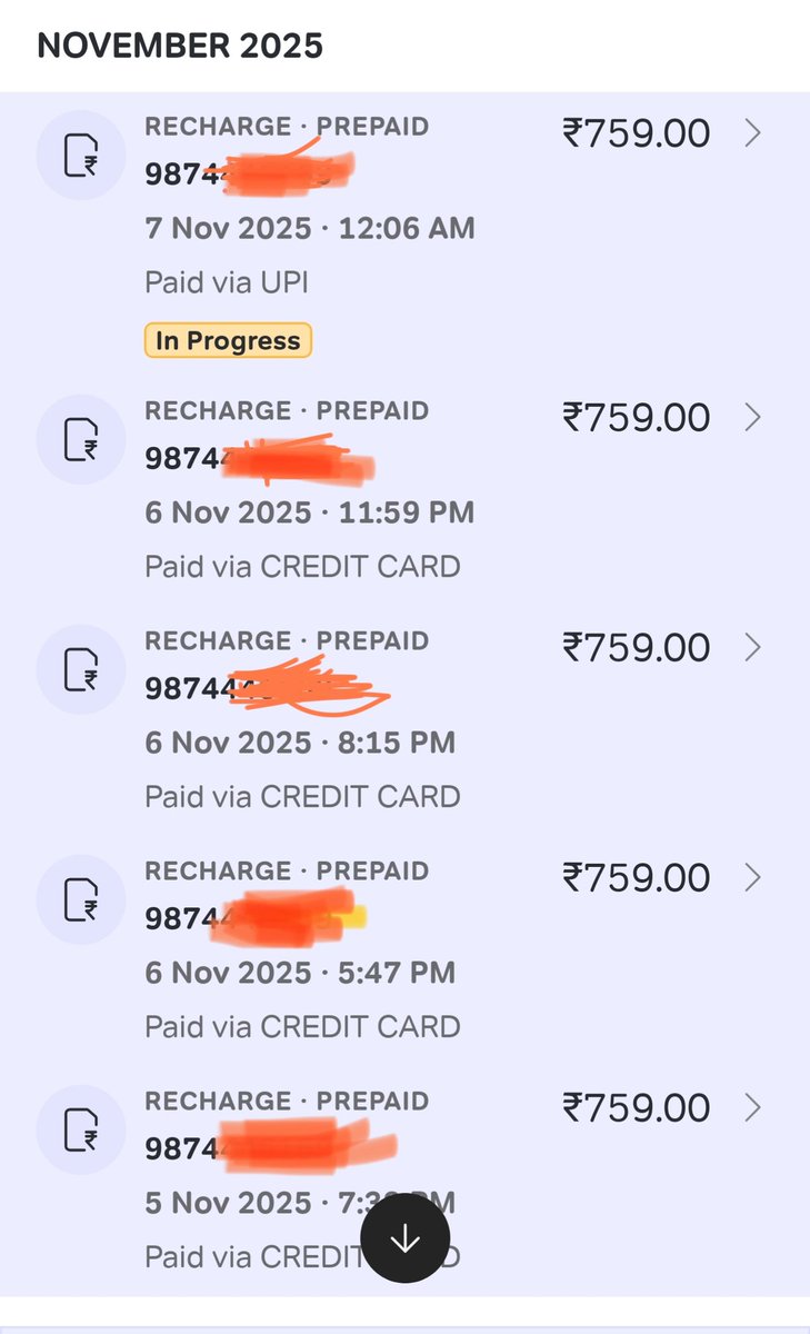piktu's tweet photo. @airtelindia @airtelnews 
Trying to recharge my prepaid number since 05.11.2025. paid 5 times but courtesy to your wonderful service, my recharge is yet not successful. @TRAI look into the basic service quality these corporates are providing against hefty plans. https://t.co/PGJtlkeE8m