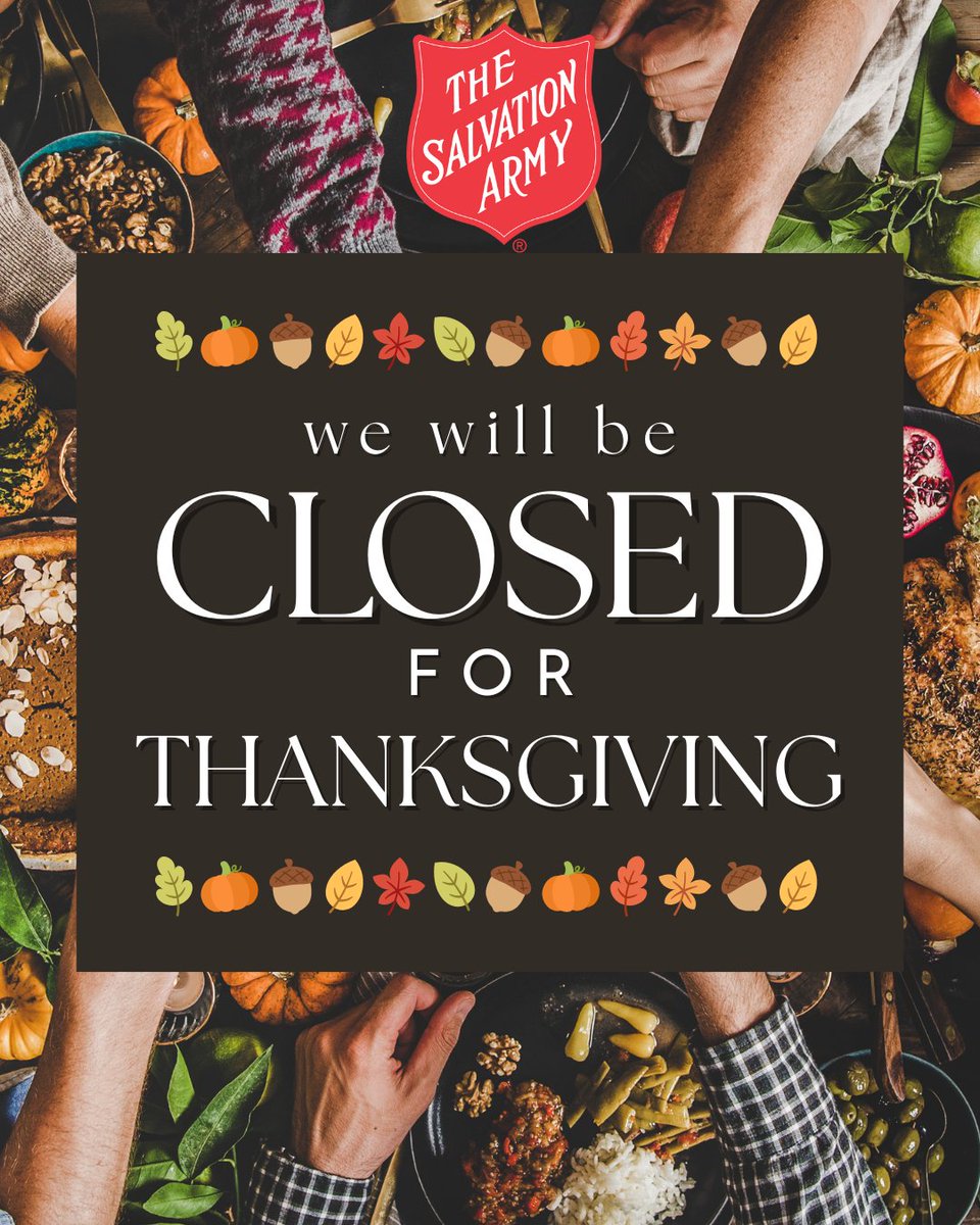 Reminder: We are closed on Thanksgiving Day (11/27) and the day afterwards (11/28). We will return on Monday, December 1st for breakfast at 8:00 am.