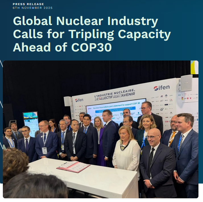 📰Global #Nuclear Industry Calls for Tripling Capacity Ahead of #COP303⃣✖️⚛️🌍 16 associations from 15 countries across 3 continents sign joint declaration at #WNE2025 in Paris calling for governments to uphold commitment to Triple Nuclear📜✍️🤠🐂 #Uranium niauk.org/global-nuclear…