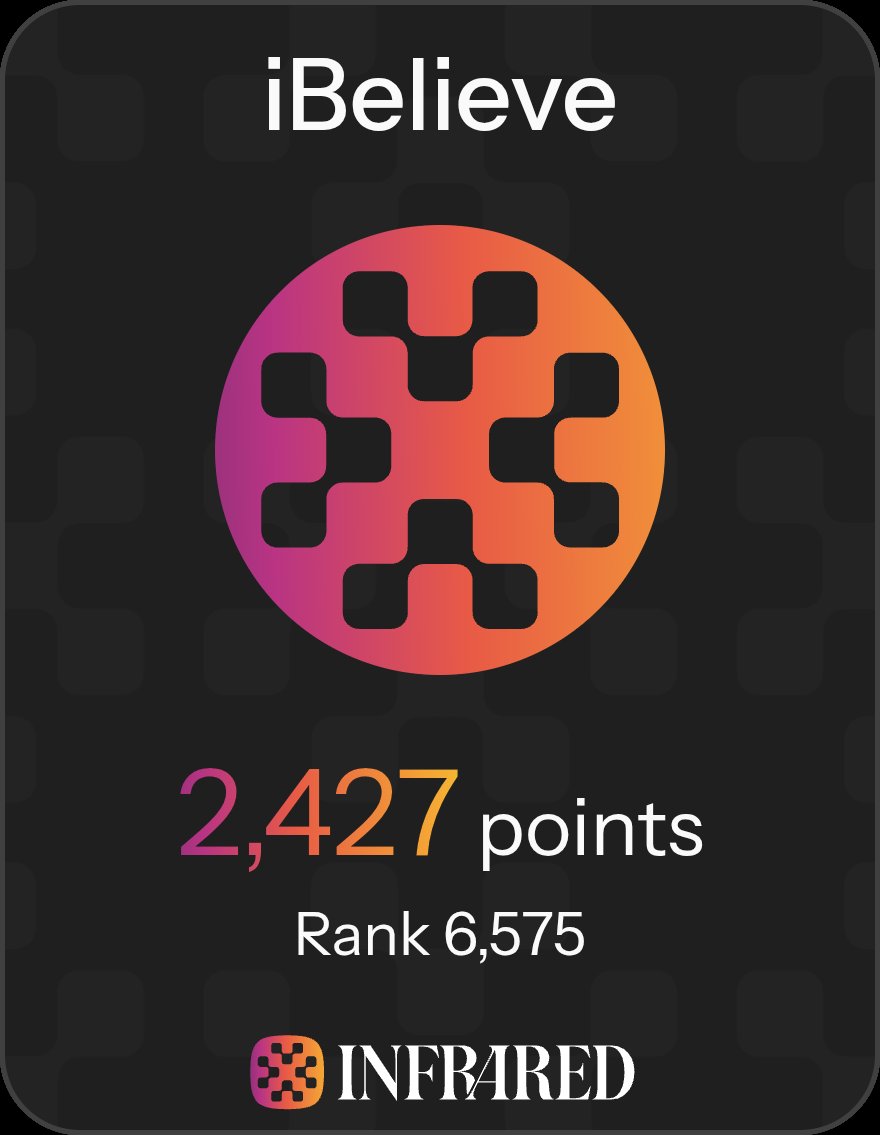 technoshamann's tweet image. Each point is proof 🗝️

iBelieve in @infraredfinance.