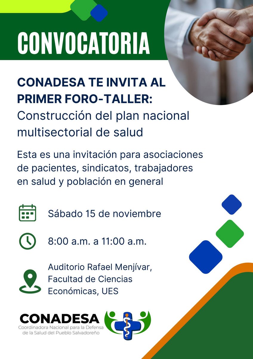 SIMETRISSS's tweet photo. #CONADESA Hacemos una atenta invitación a asociaciones de pacientes, sindicatos, trabajadores en salud y población en general, a asistir al primer Foro-taller sobre la construcción del Plan Nacional Multisectorial de Salud. https://t.co/7lGoPoZqeu