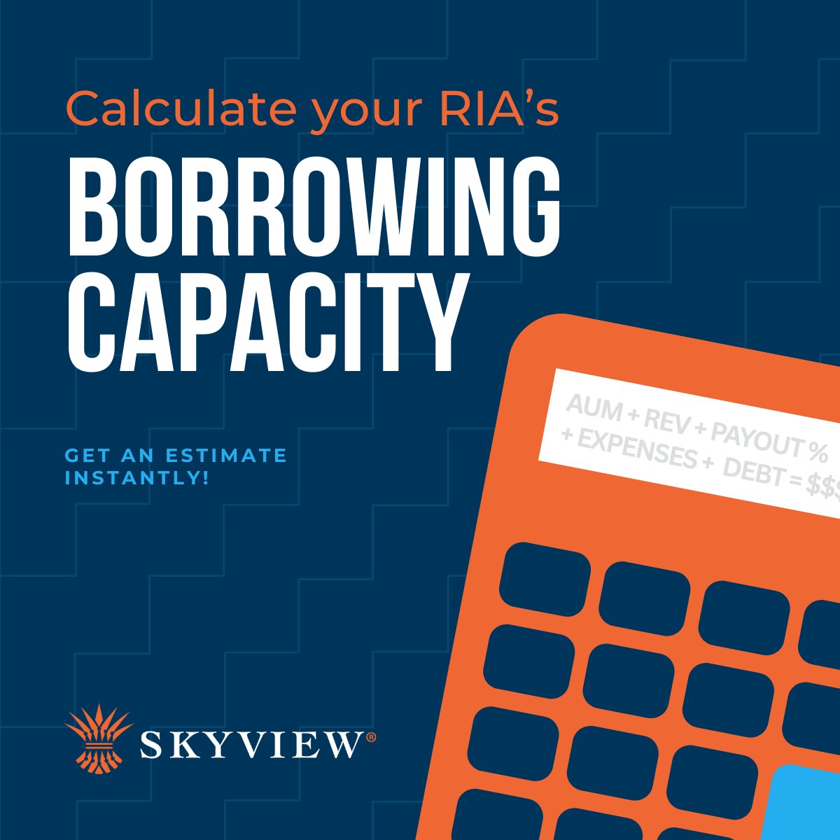 Thinking about your next acquisition or refinancing existing debt?

Start by knowing your numbers.

👉 Use our quick &amp; easy Borrowing Calculator to estimate your RIA’s financing capacity today: bit.ly/490qM5z