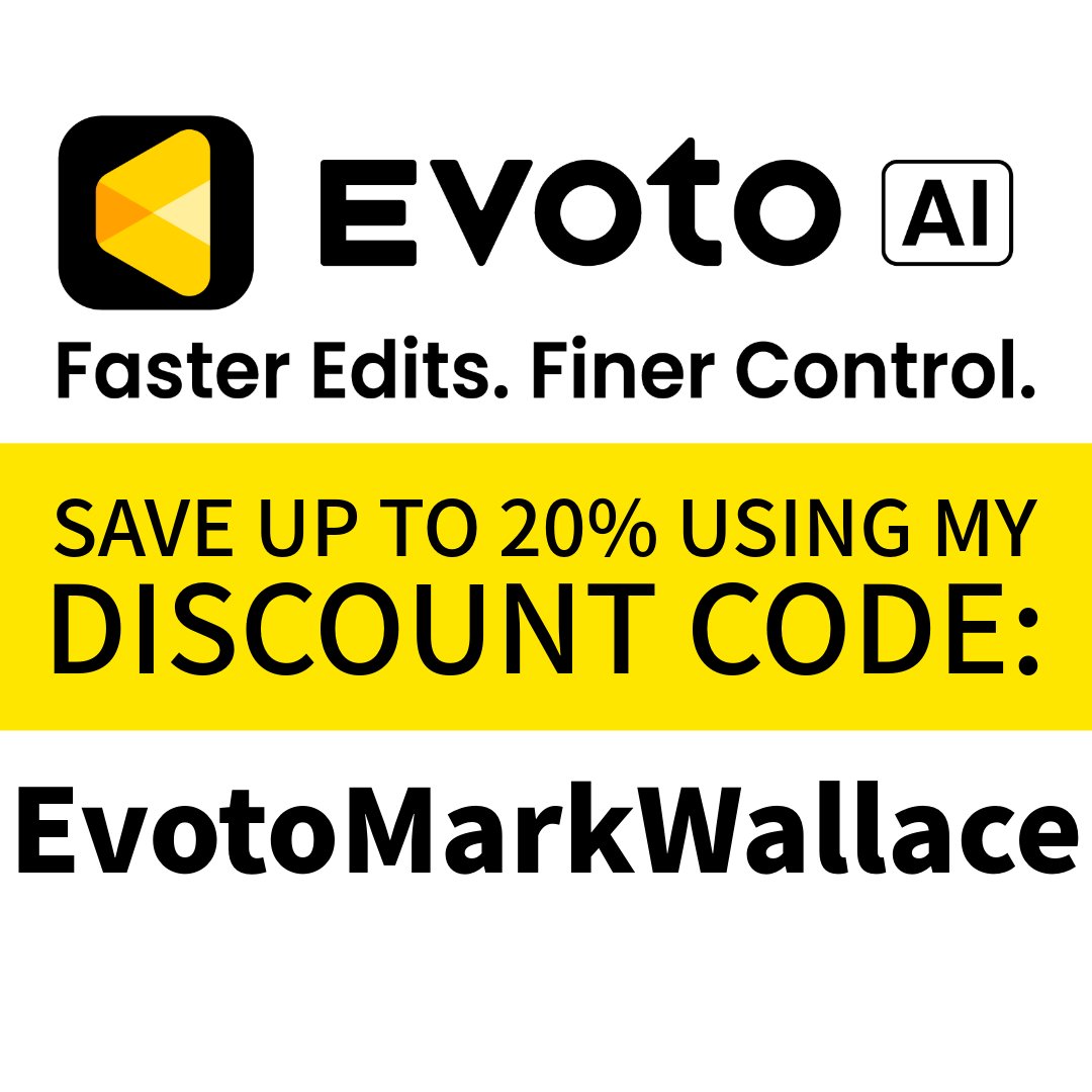 🚀 Creators &amp; photographers — I’ve partnered with @EvotoAI! Use code EvotoMarkWallace (case sensitive) to save up to 20% at evoto.ai/c/Mark11

Why I’m in: clean UI, pro-photo/video workflow, built for creators.
🎯 Save money. Level up your output.
#EvotoAI #CreativeWorkflow