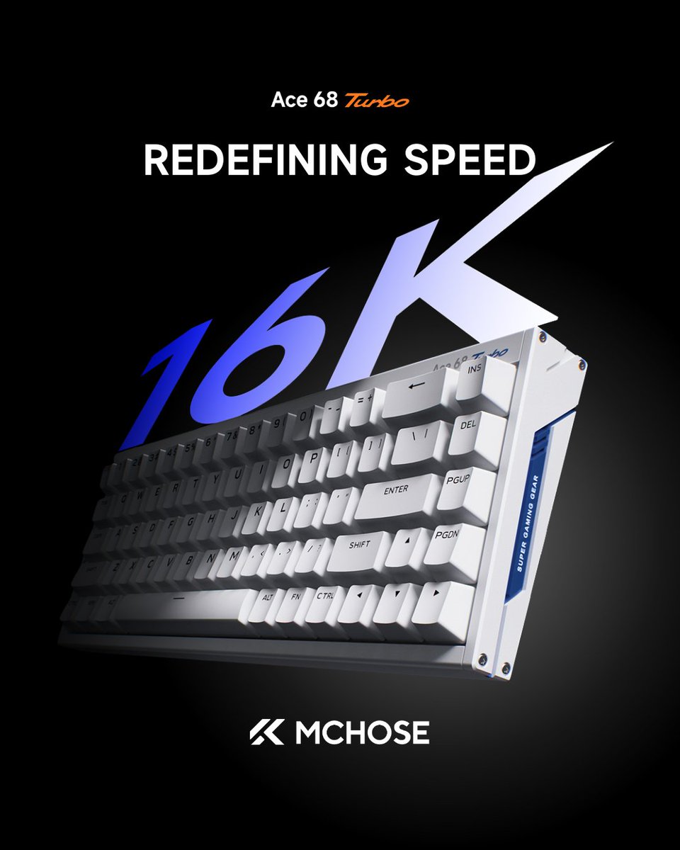 Your reaction meets precision—powered by the MCHOSE Ace 68 Turbo. 💪 

Feel the 16K polling rate and 0.06ms response in every flick-shot, every clutch defuse. No delay. No hesitation. Just victory!  🔥 

Grab your VIP access for just $8! 👉 mchose.store/products/mchos…  

#MCHOSE