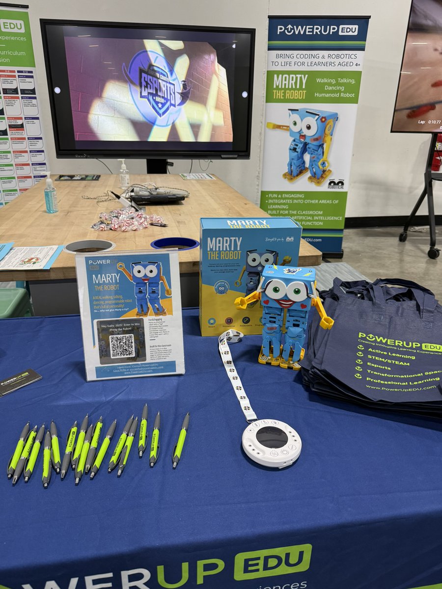 powerupedu's tweet image. Day 2 @GaETConf #GaEtc25 &amp;amp; TEAM @powerupedu wants to bring Innovative learning experiences to GA students!  Visit us &amp;amp; enter to WIN a MARTY the Robot!  Ask about the ALL NEW @rocketdrones #DroneEducation &amp;amp;  ALL NEW @globisens Xploris #Datalogger for #STEAM.