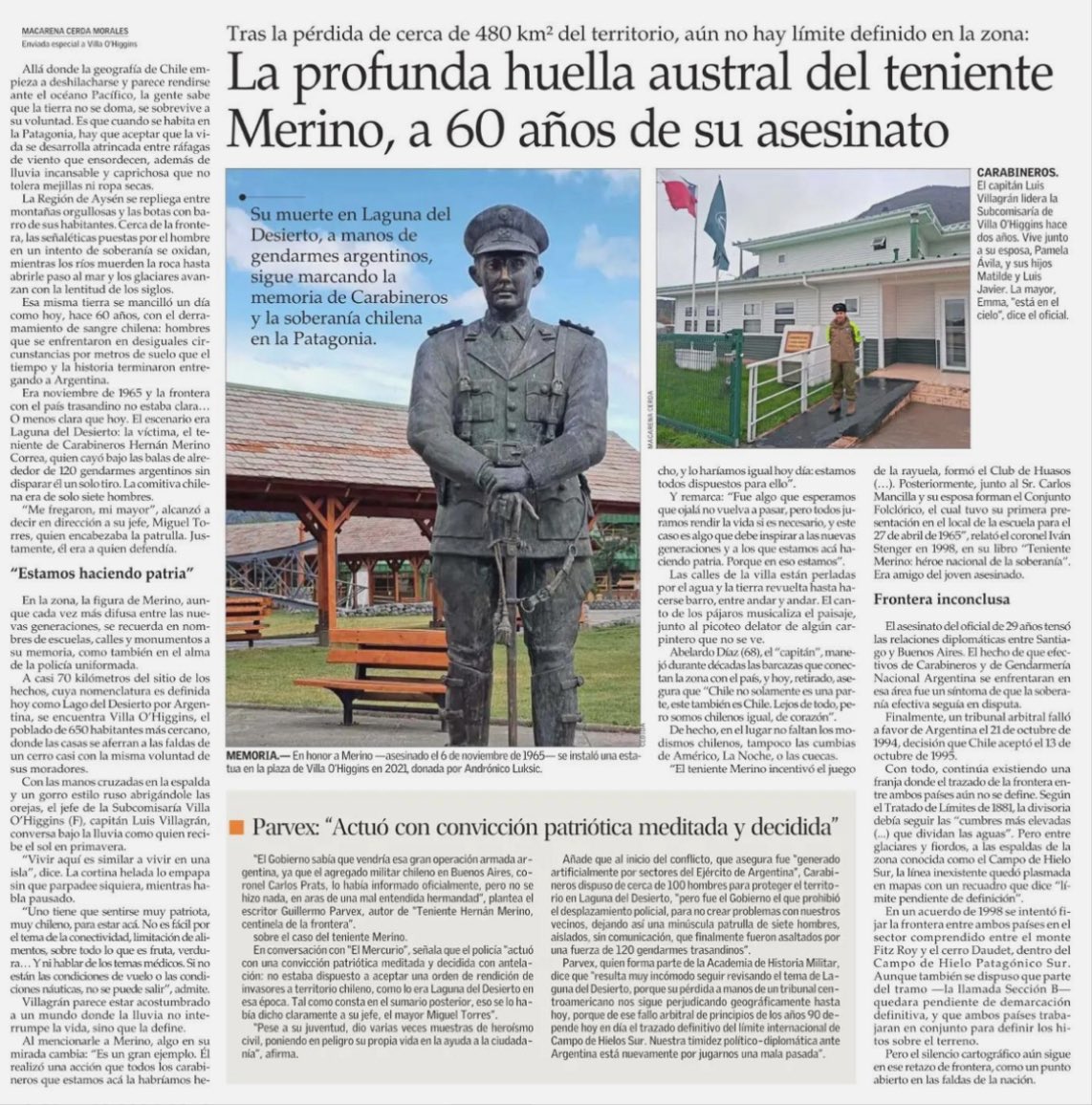 aluksicc's tweet image. Hoy 6 de noviembre se cumplen 60 años de la muerte del teniente de @Carabdechile Hernán Merino Correa , gran héroe de la Patria que con firmeza y valentía entregó su vida defendiendo la Laguna del Desierto en la Patagonia Chilena . Si pasan por Villa O’Higgins , los invito a…