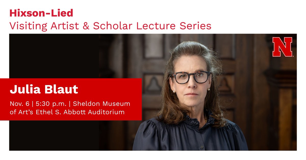 UNLArts's tweet image. Julia Blaut, senior director of curatorial affairs at the Robert Rauschenberg Foundation, presents the Hixson-Lied Visiting Artist &amp;amp; Scholar Lecture tonight, Nov. 6 at 5:30 p.m. at Sheldon Museum of Art: go.unl.edu/2qzn. Free.  #UNLarts #LNK