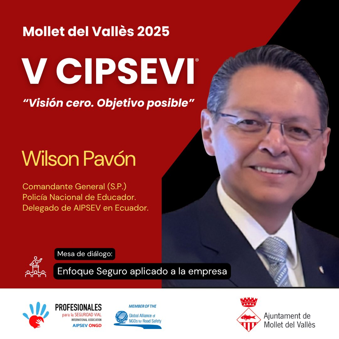 CIPSEVIprof's tweet photo. El V Congreso Internacional de Profesionales para la Seguridad y Educación Vial contará con la participación de @wilsonpavonc 

ℹ️ https://t.co/VCRNqHmf0i

#CIPSEVI2025 #WilsonPavón #SeguridadVial #VisiónCero #MovilidadSegura

@PoliciaEcuador @lahoraecuador @DGTes @ATU_GobPeru https://t.co/3B9lZGUg9G