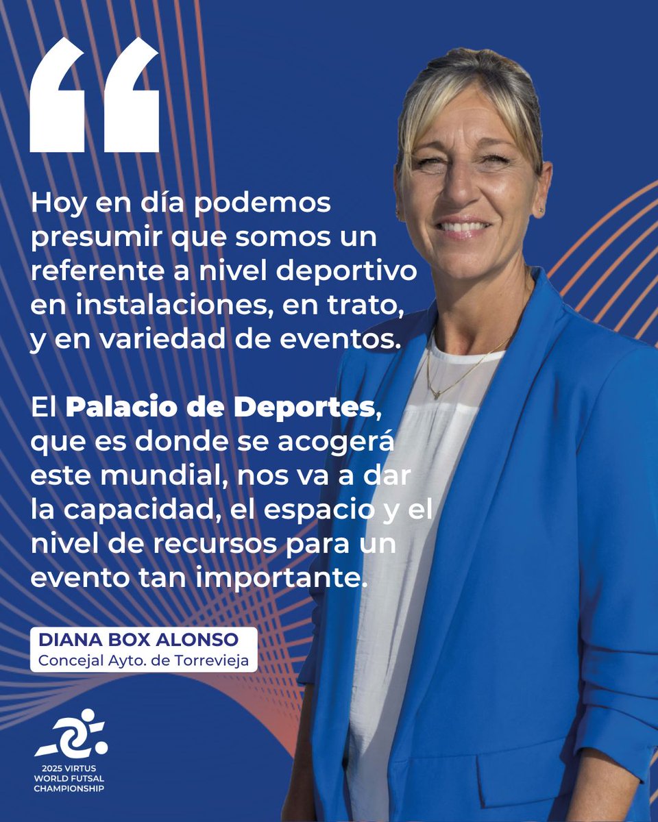 feddi_org's tweet photo. “¡Estamos deseando que llegue ya!” desde la concejalía de deportes de Torrevieja, Diana Box Alonso no lo podría haber expresado mejor.

Todo a punto!

📍 Palacio de Deportes, Torrevieja, España
🗓️ 29 nov – 8 dic 2025

¡¡Guarda la fecha!!

#PlayingWithoutLimits
#VirtusFutsal2025 https://t.co/jORsX3Edw2