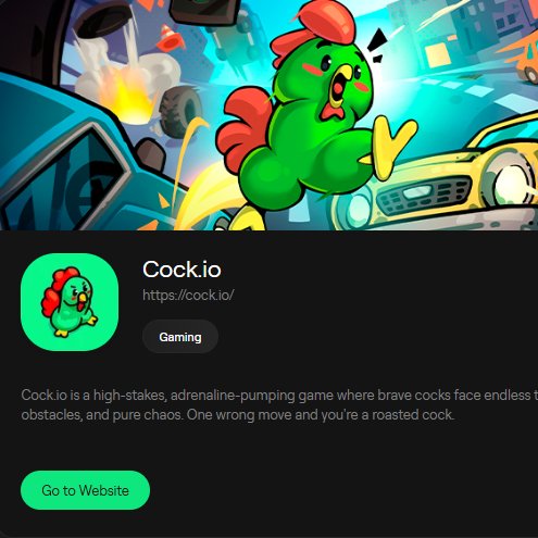 ICYMI: 2 new games have been added onto the portal!
- <a href="/GIGACHADBAT/">GIGACHADBAT</a> / <a href="/cockdotio/">cock.io</a> 

GigaChadBat currently has a Chadsgiving Slam leaderboard event going on at the moment
and
Cock(.)Io has a Xeet leaderboard with $10k USD in prizes!