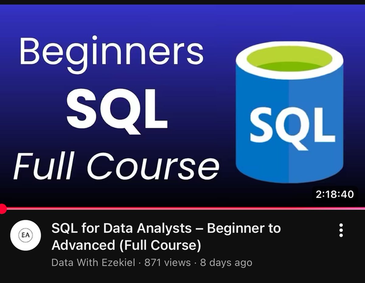 This guy literally dropped the best SQL course under 4 hours😳

🔗: youtu.be/nPCAM1yI8uE