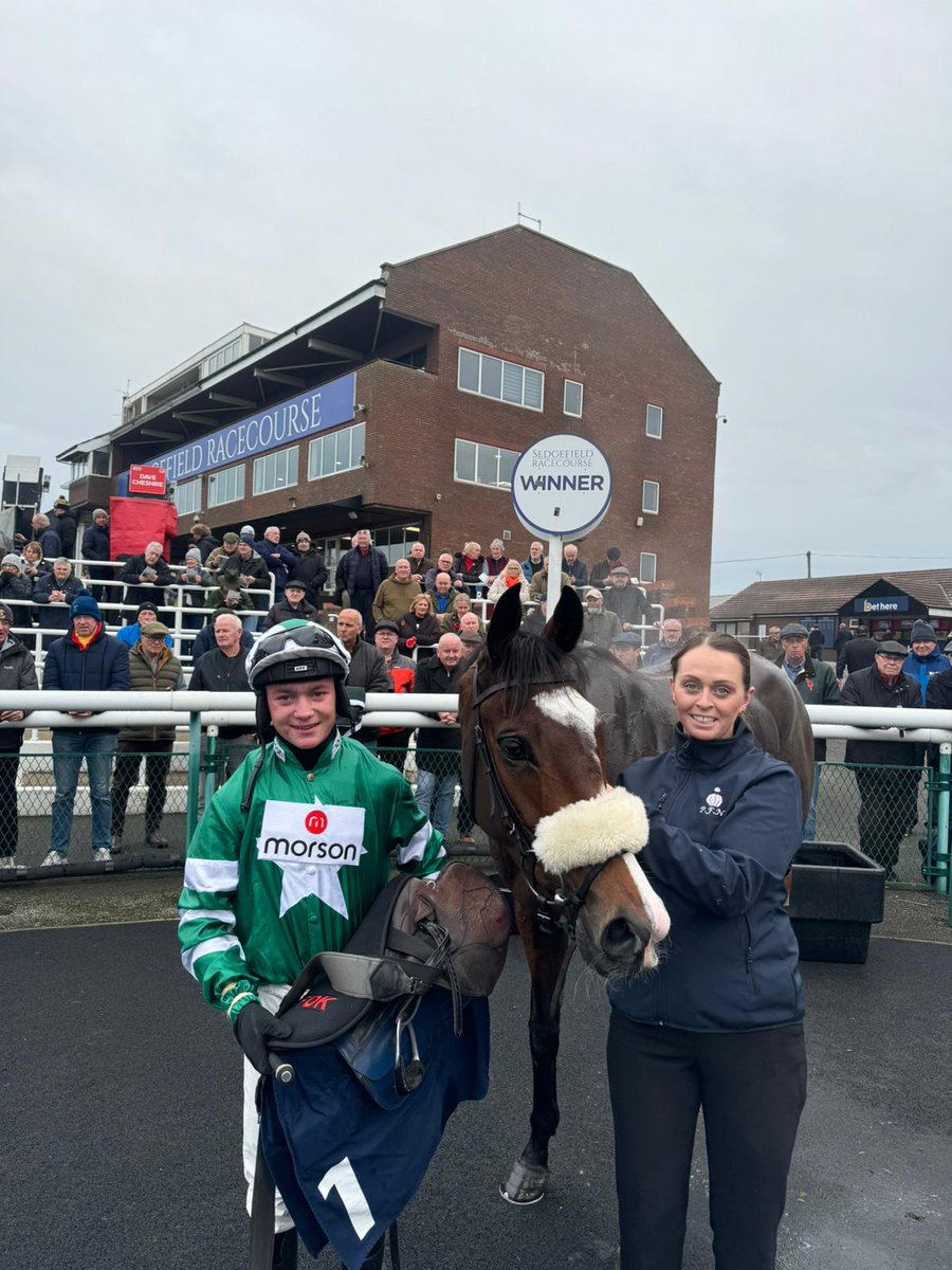 PFNicholls's tweet photo. Absolutely Doyen makes it 2 from 2 over hurdles this season with a win at @SedgefieldRace under a positive ride from Freddie Keighley. Congratulations to his owner Ian Moore. Well done to Ben who looks after him, Molly who rides him and the team at home! @REDMILLSHorse #winner32 #paulnichollsracing #teamditcheat #feedyourdesiretowin