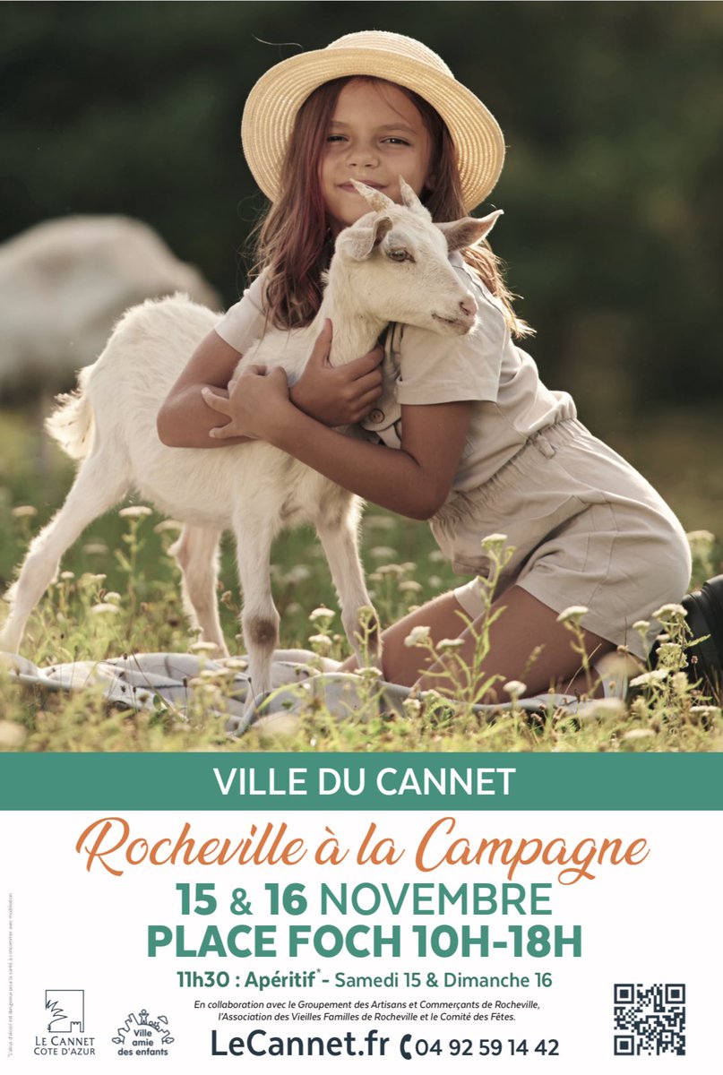 LeCannetVille's tweet photo. ROCHEVILLE À LA CAMPAGNE
Samedi 15 et Dimanche 16 novembre 10h-18h
Place Foch
L’occasion de renouer en #famille avec la #nature et les #traditions
#LeCannet #Rocheville
#CotedAzurFrance #animauxdelaferme #produitsduterroir #ideeweekend #sortieenfamille #enfants https://t.co/VoDPdEanxP