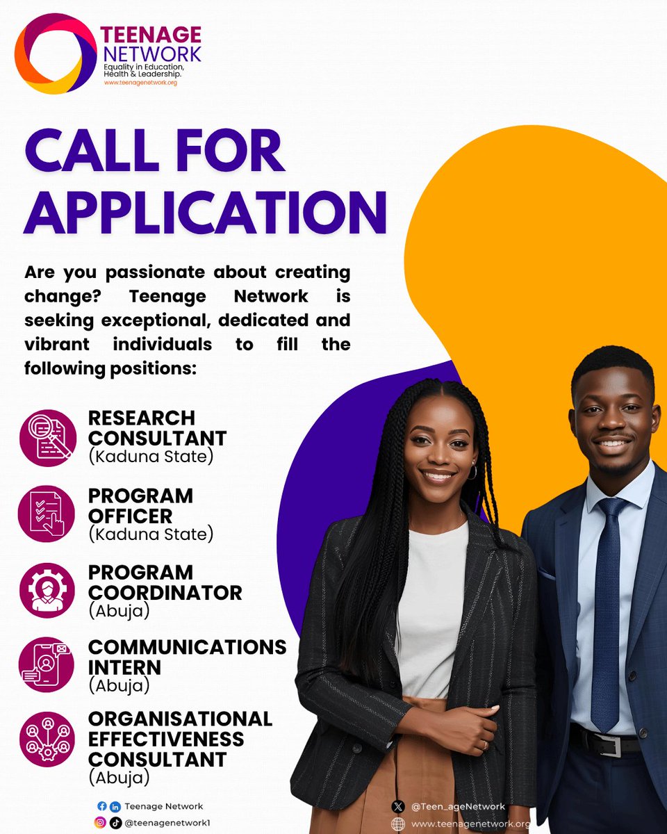 Teen_ageNetwork's tweet photo. We are growing and you could be part of the team!

Teenage Network is opening up exciting new opportunities for passionate individuals who want to make real impact in advancing gender equality.

Stay tuned and keep an eye on this space updates on these positions.

#TeenageNetwork https://t.co/Yn6KKJJkwS