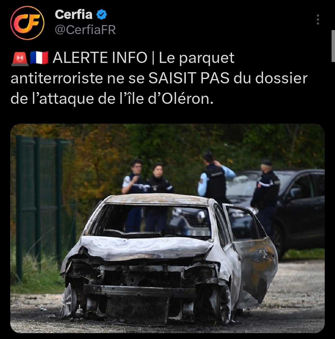 À #Oléron, un converti à l'islam fauche des passants aux cris d'Allah akbar, mais le parquet antiterroriste ne se saisit pas du dossier.

On nous prend clairement pour des cons là.