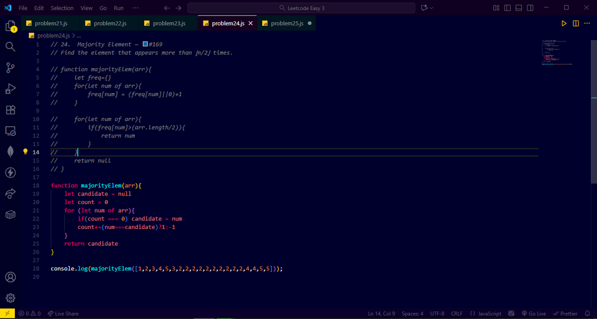 CoderAnand's tweet photo. Day 46 of learning DSA 💻
Solved 5 easy problems today and feeling the progress bit by bit!
Small steps every day lead to big results 🚀
#Day46 #DSA #Coding #JavaScript #LeetCode #DevJourney #ProblemSolving https://t.co/vYkC8smYgD