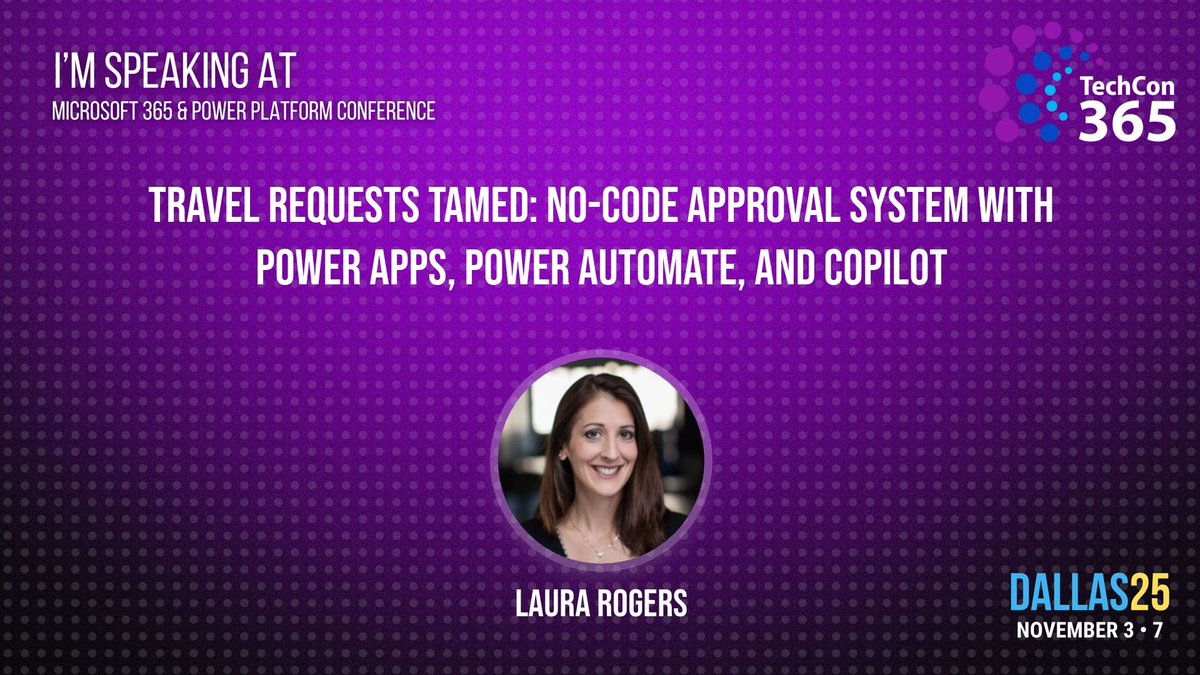 iwmentor's tweet image. 🧠 Copilot + Power Automate = smarter workflows. Laura Rogers&apos; will show how to auto-generate policy snippets &amp;amp; trip summaries in seconds. Don’t miss it! #TechCon365 #Copilot #PowerApps