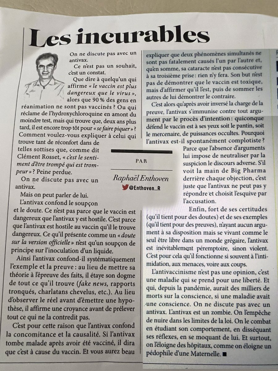 <a href="/afpfr/">Agence France-Presse</a> Le moment de rappeler cette remarque de la psychiatre Françoise Fericelli au sujet de la prose détestable de <a href="/Enthoven_R/">Raphaël Enthoven</a> :
x.com/FericelliF/sta…